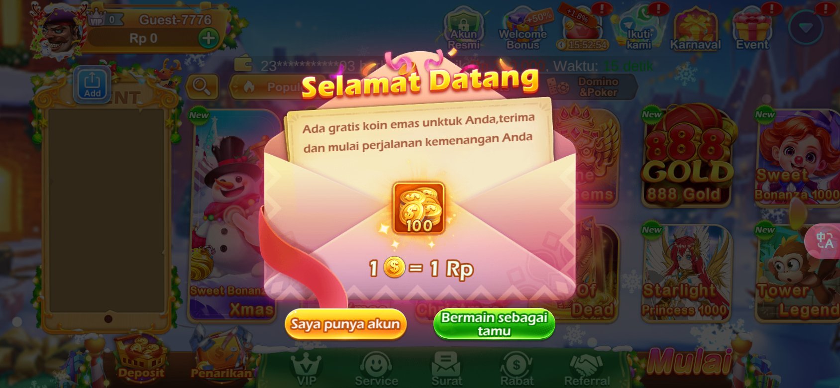 Dapatkan koin emas gratis di K3K3 untuk pengguna baru.