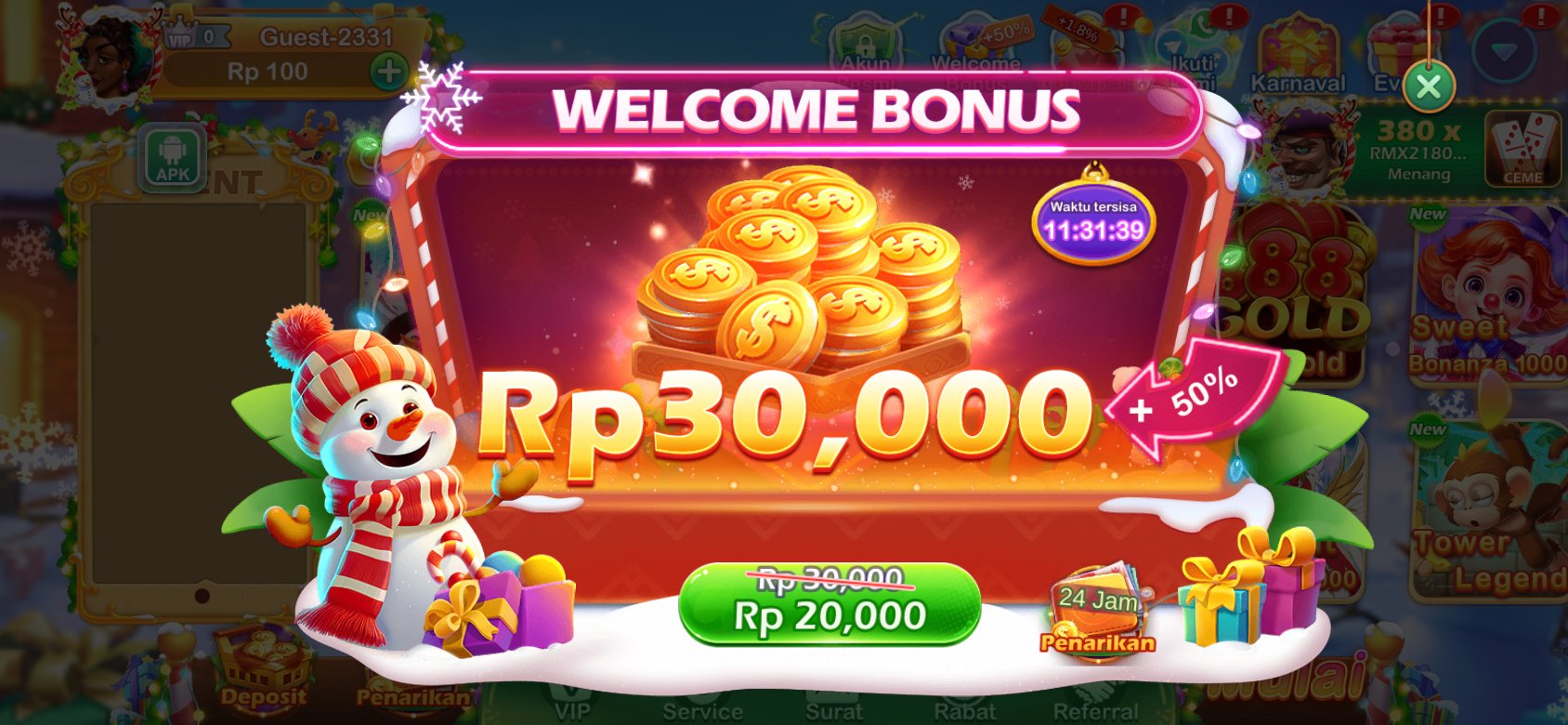 Bonus selamat datang K3K3 dengan diskon spesial untuk pengguna baru.