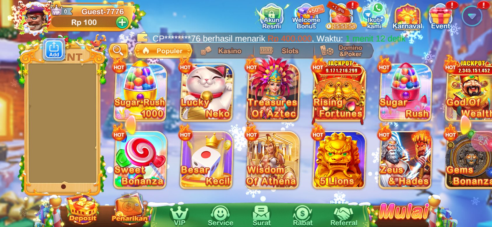 Permainan slot terbaik dengan jackpot hingga miliaran di K3K3.